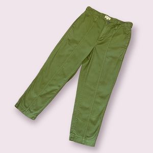 Madewell Paneled Straight-Leg Pants, Olive Green, Size Medium